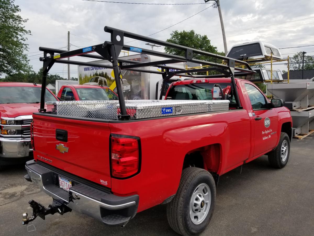 Ladder rack compatible with shop tool box